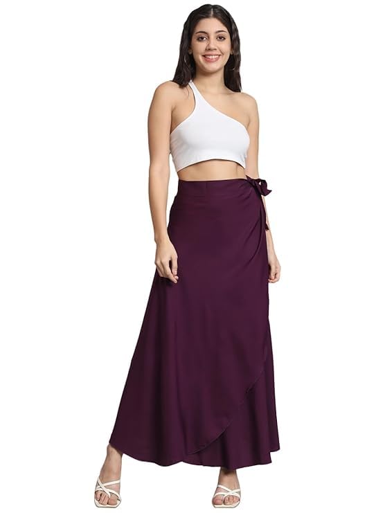 Maxi Wrap Skirt in Amercian Crepe (Black Satin)