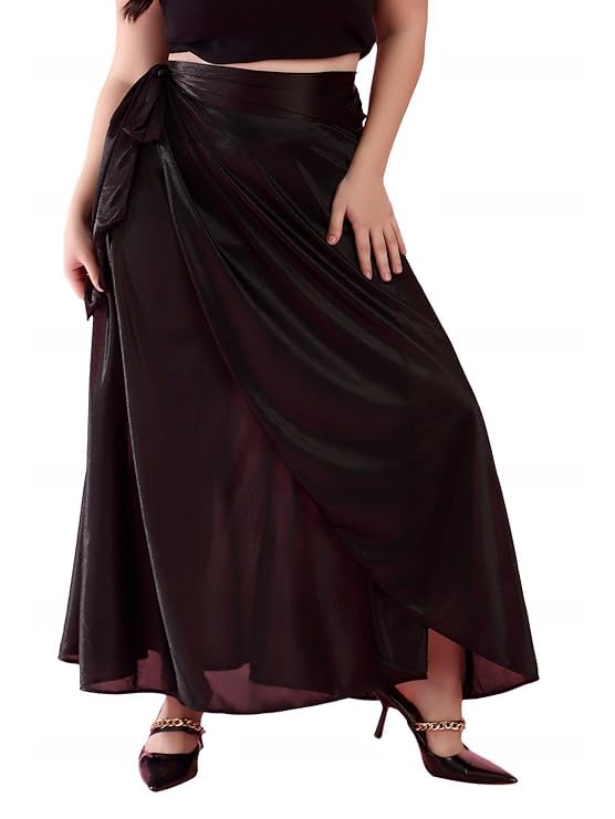 Maxi Wrap Skirt in Amercian Crepe (Black Satin)