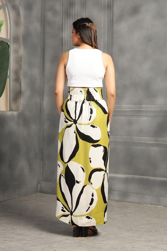 High-Waist Maxi Wrap Skirt with Brass Ring Closure