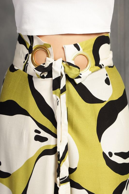 High-Waist Maxi Wrap Skirt with Brass Ring Closure