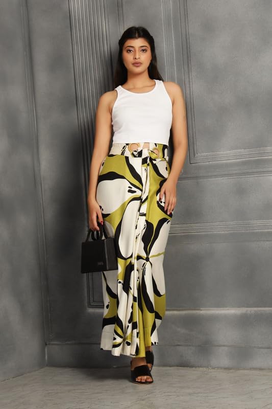 High-Waist Maxi Wrap Skirt with Brass Ring Closure