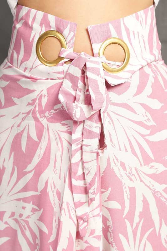 High-Waist Maxi Wrap Skirt with Brass Ring Closure