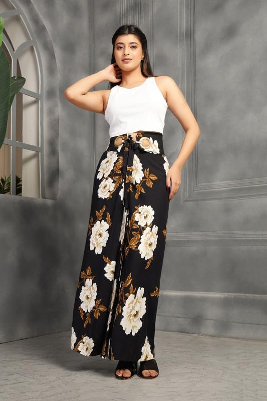 High-Waist Maxi Wrap Skirt with Brass Ring Closure