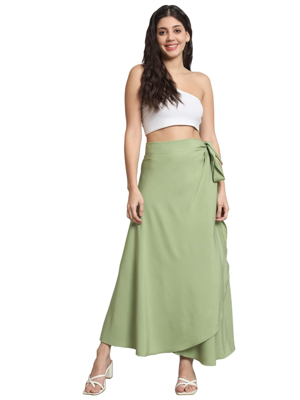 Maxi Wrap Skirt in Amercian Crepe (Black Satin)