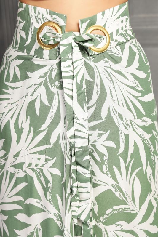 High-Waist Maxi Wrap Skirt with Brass Ring Closure