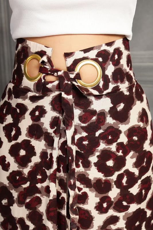 High-Waist Maxi Wrap Skirt with Brass Ring Closure