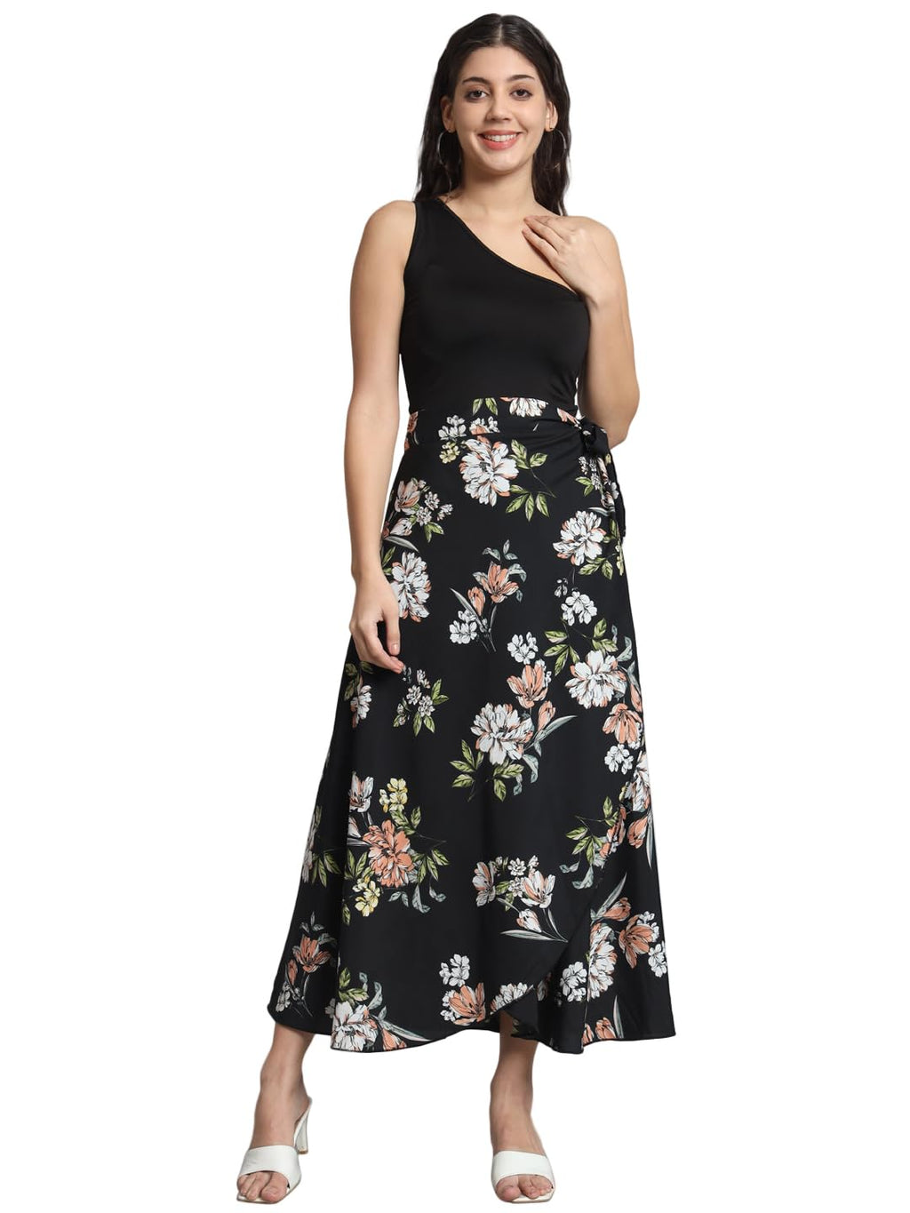 Maxi Wrap Skirt in Amercian Crepe (Black Satin)