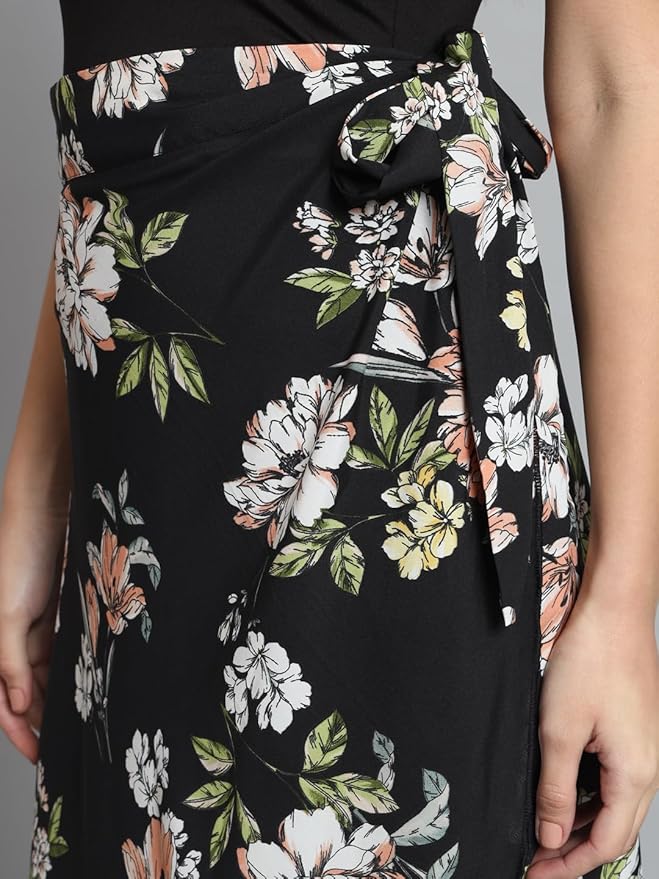Maxi Wrap Skirt in Amercian Crepe (Black Satin)