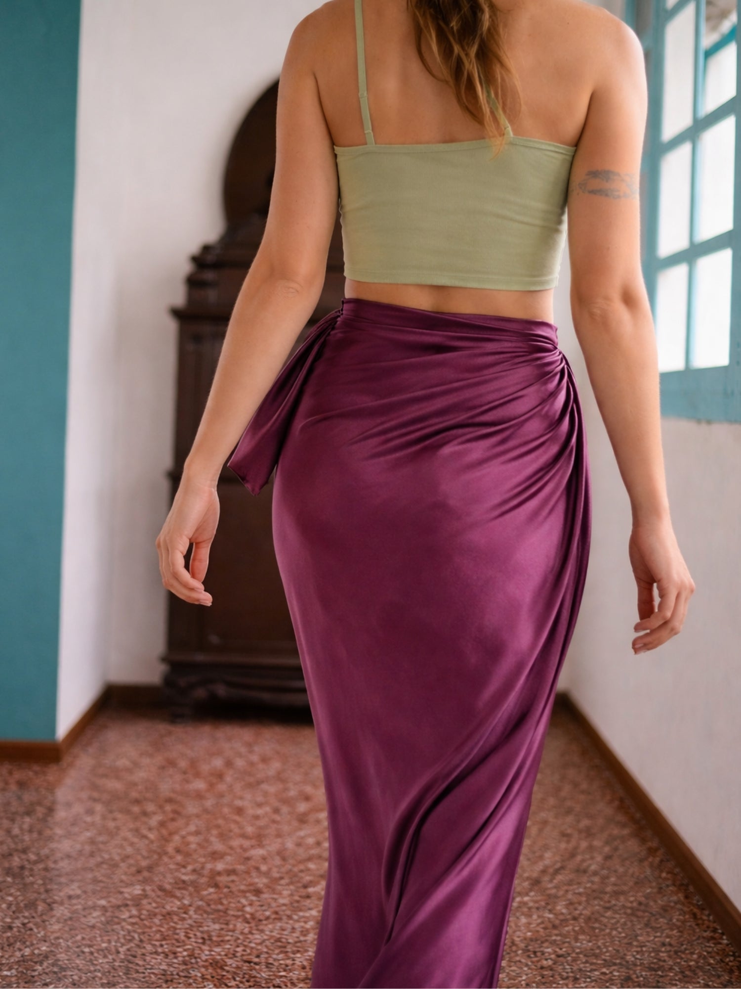 Satin Flow Sarong (Wine)