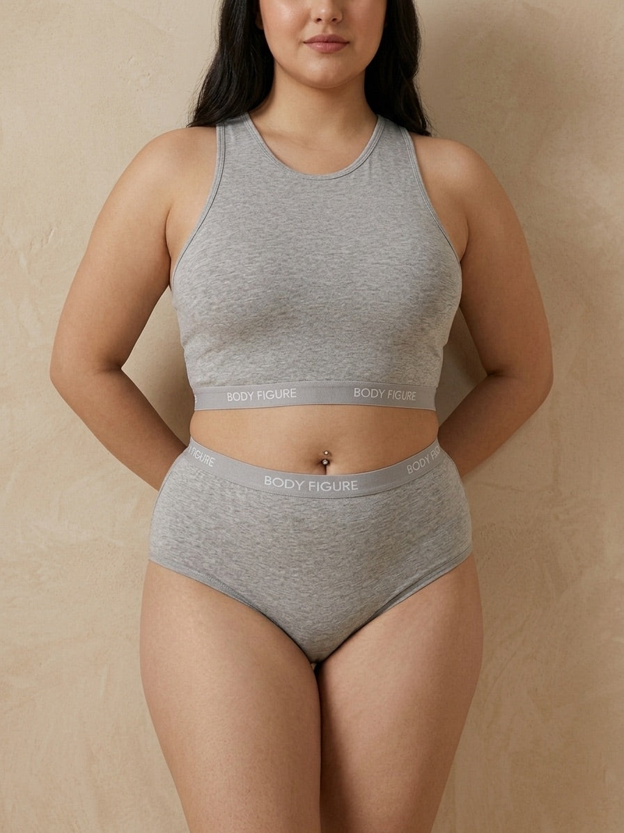 Mélange Sport Bra & Panty Set | Soft Cotton Stretch