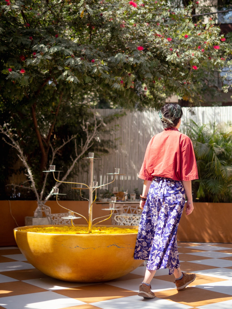 Blue Chinoiserie Midi Wrap Skirt