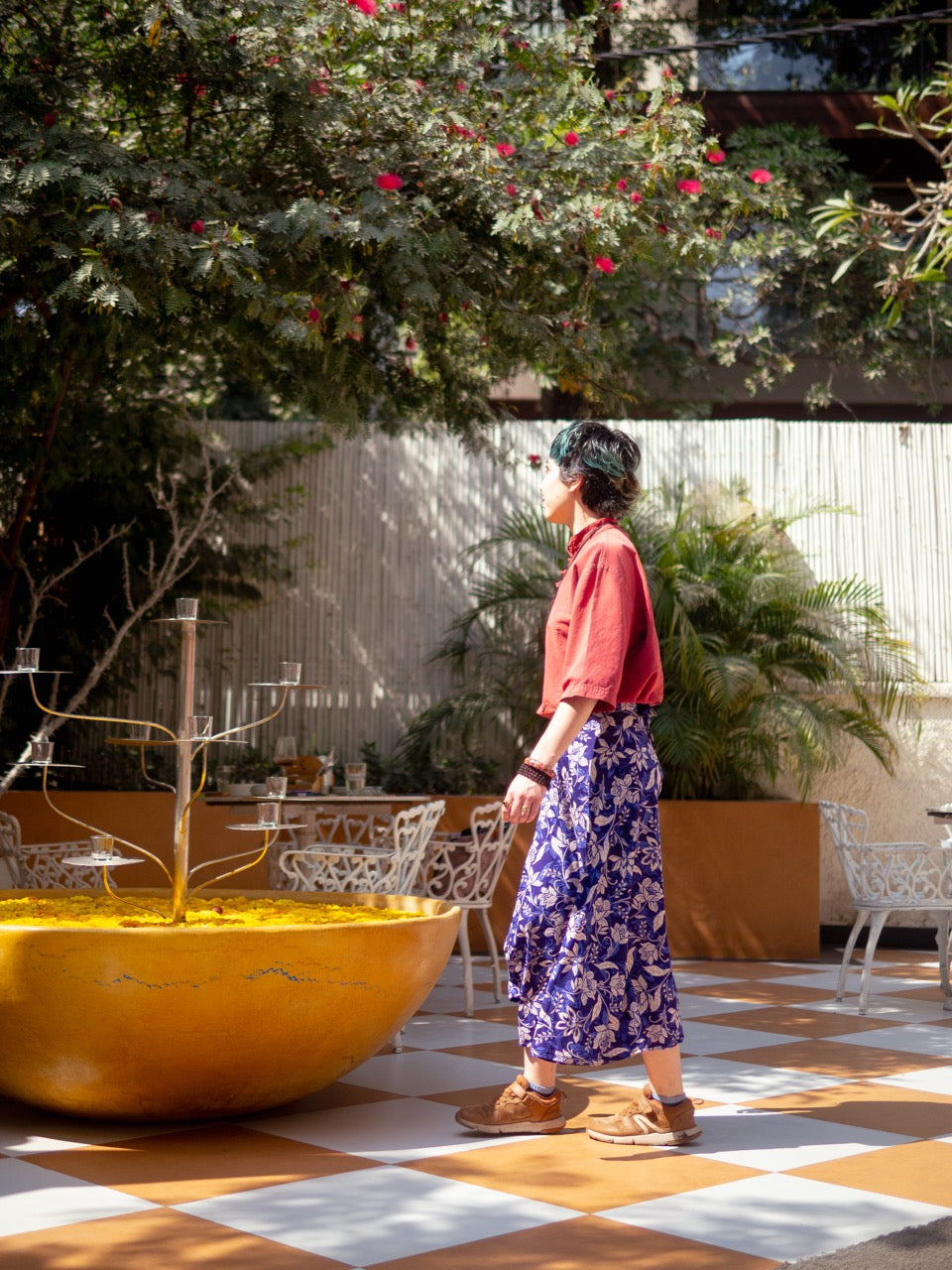 Blue Chinoiserie Midi Wrap Skirt