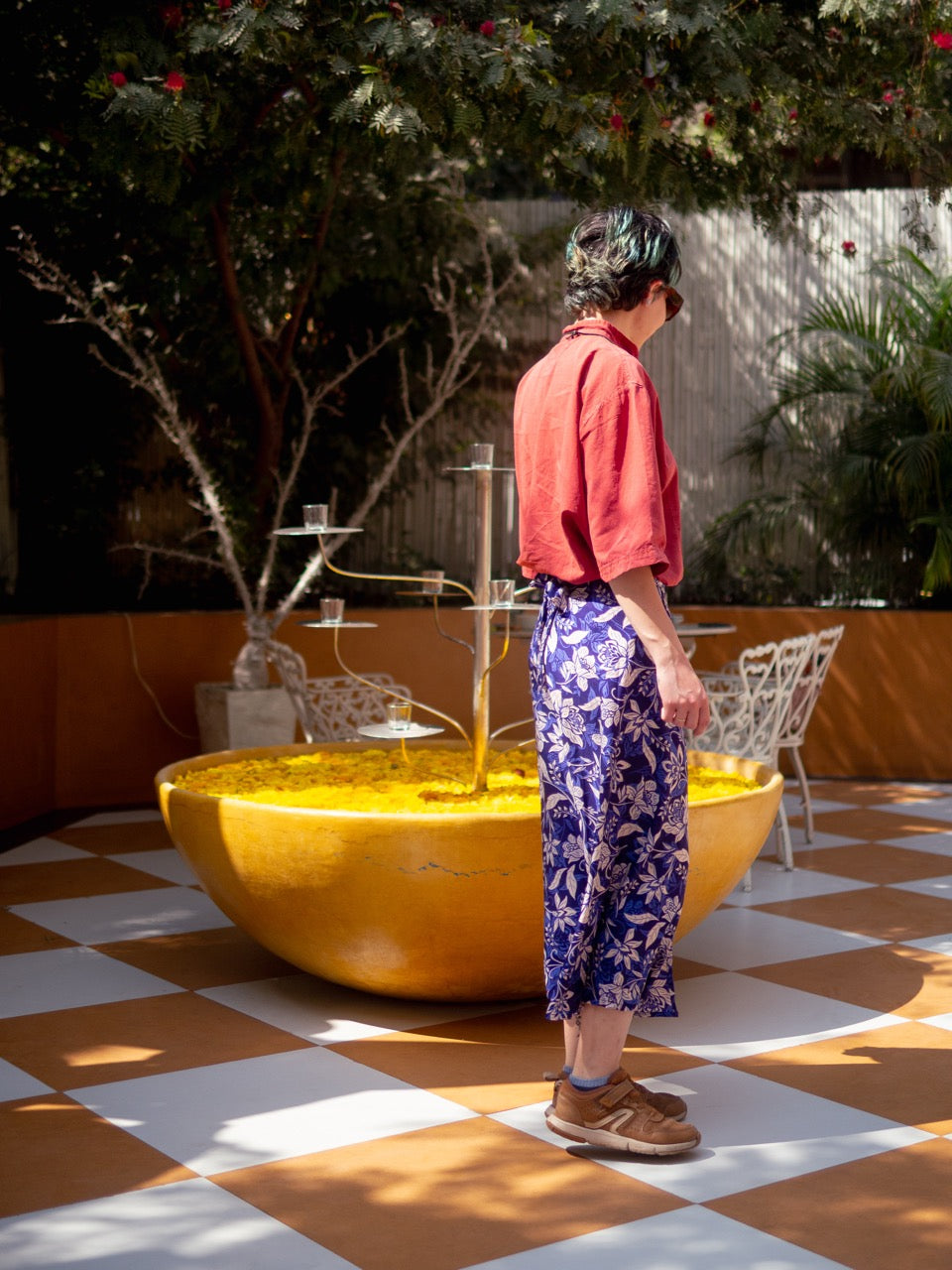 Blue Chinoiserie Midi Wrap Skirt