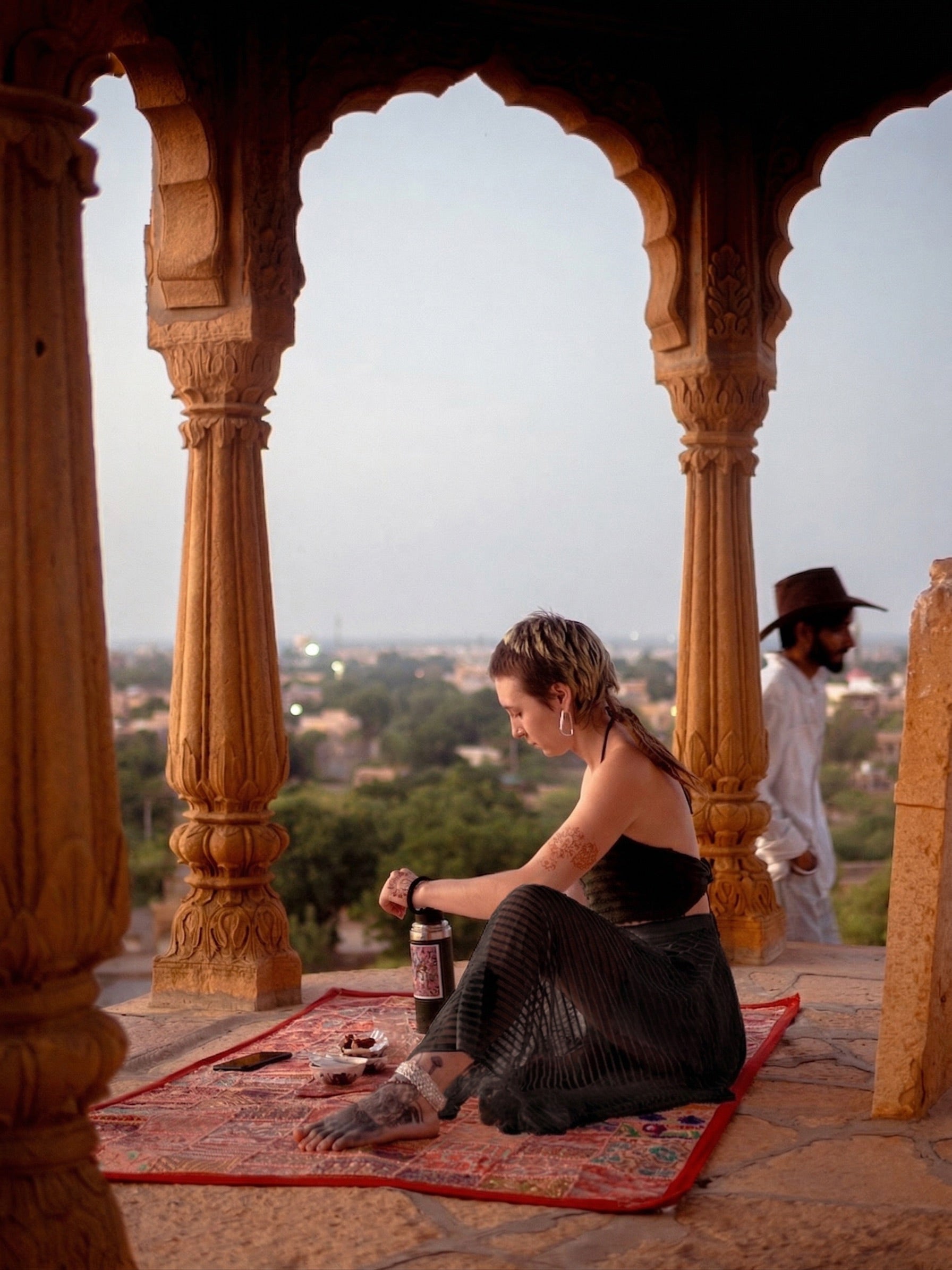 Asymmetric Cut Sheer Lace Skirt (Black)