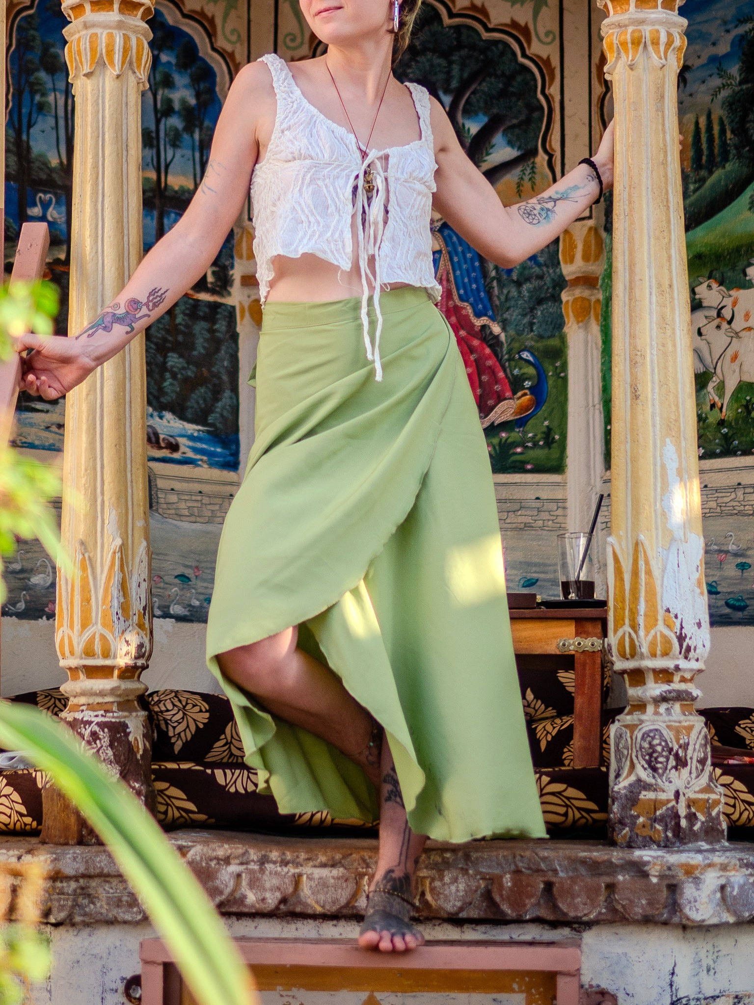 Maxi Wrap Skirt (Pista Green)