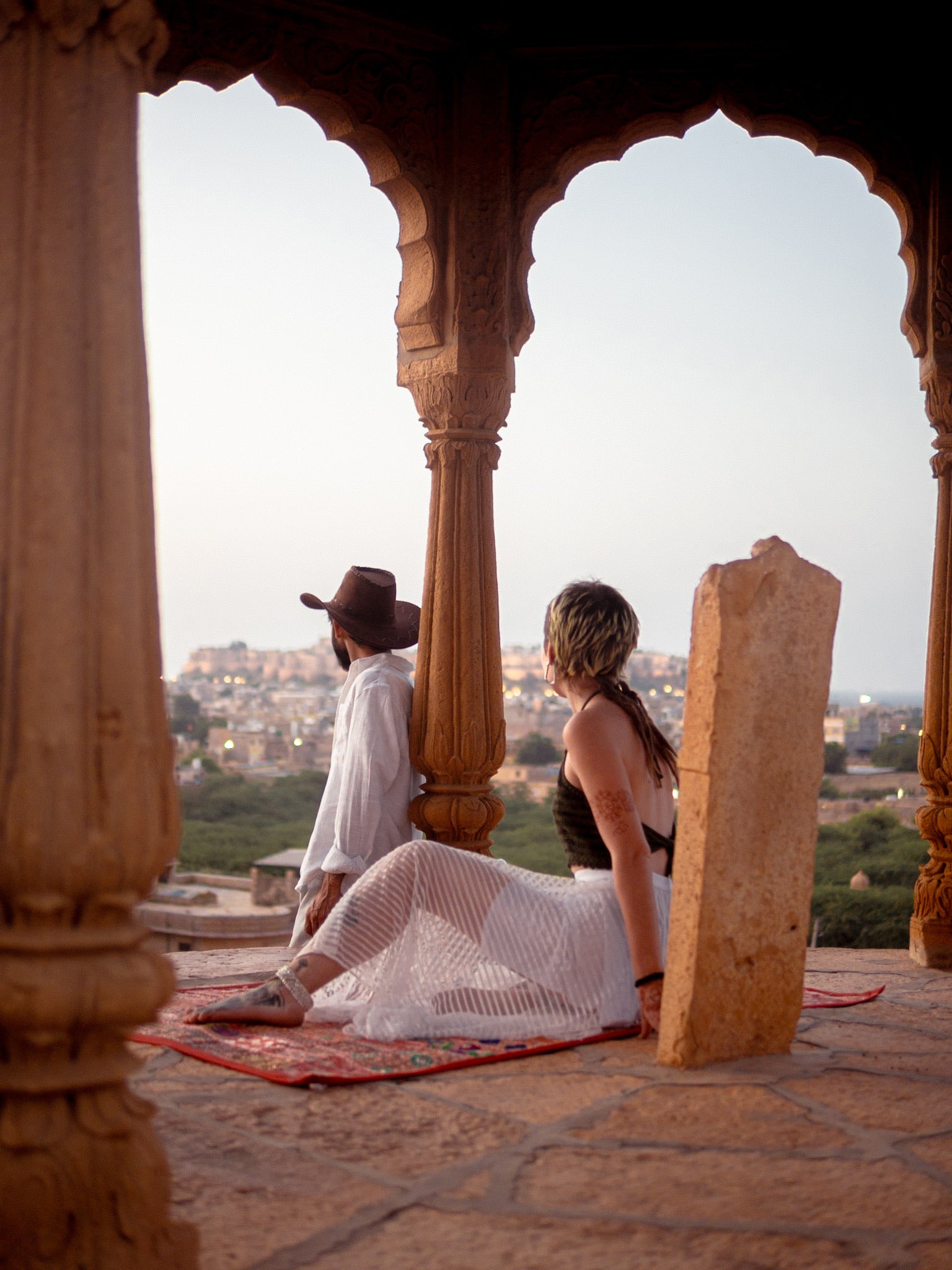 Asymmetric Cut Sheer Lace Skirt (White)