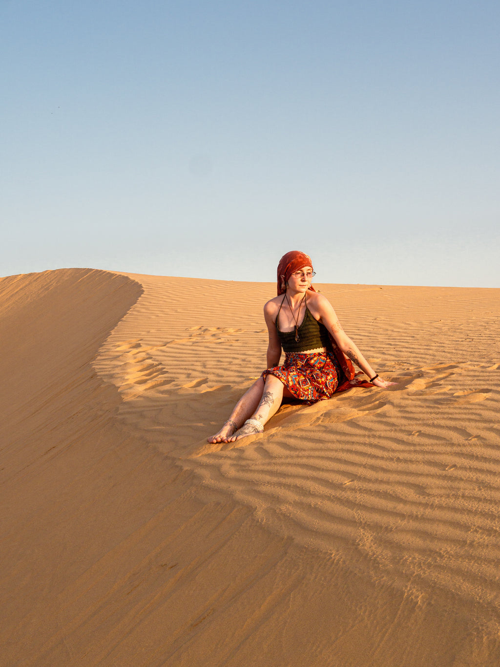 Faux Kutch Embroidery Print Midi Wrap Skirt