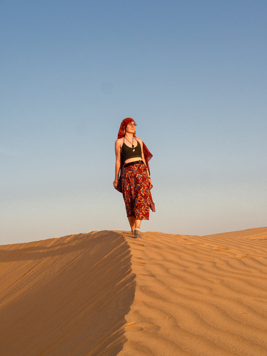 Faux Kutch Embroidery Print Midi Wrap Skirt