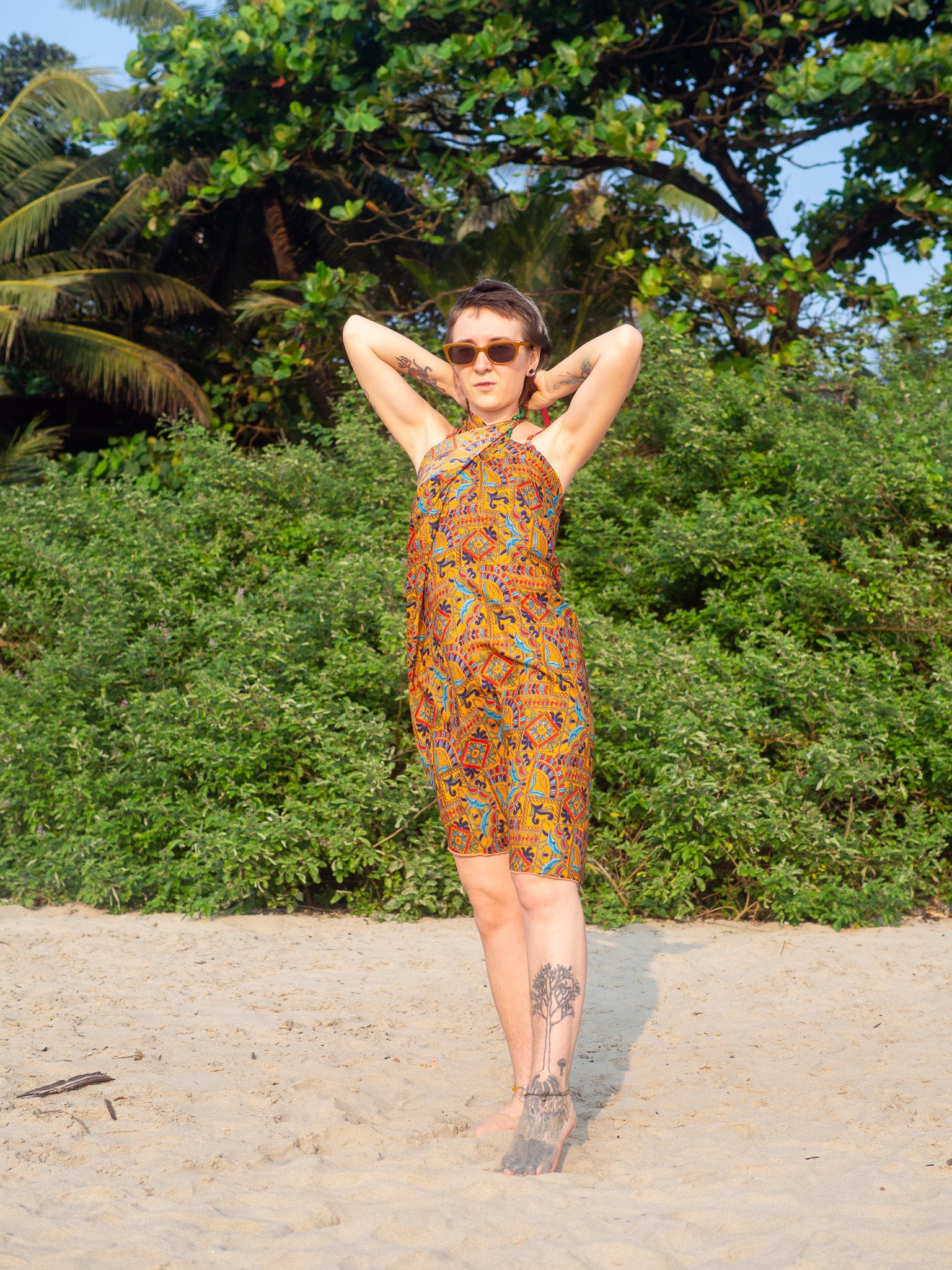 Faux Kutch Embroidery Print Maxi Wrap Skirt