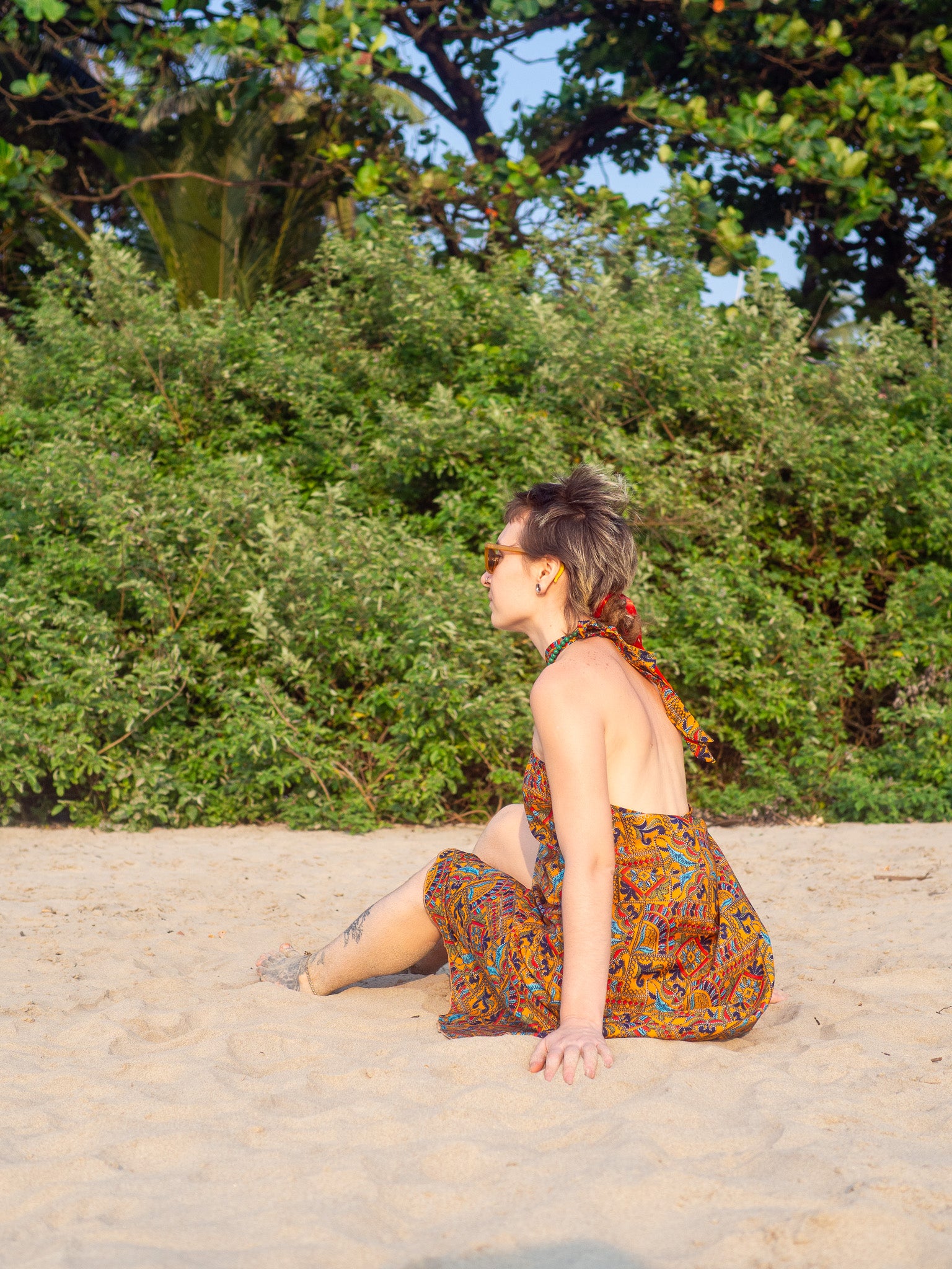 Faux Kutch Embroidery Print Maxi Wrap Skirt