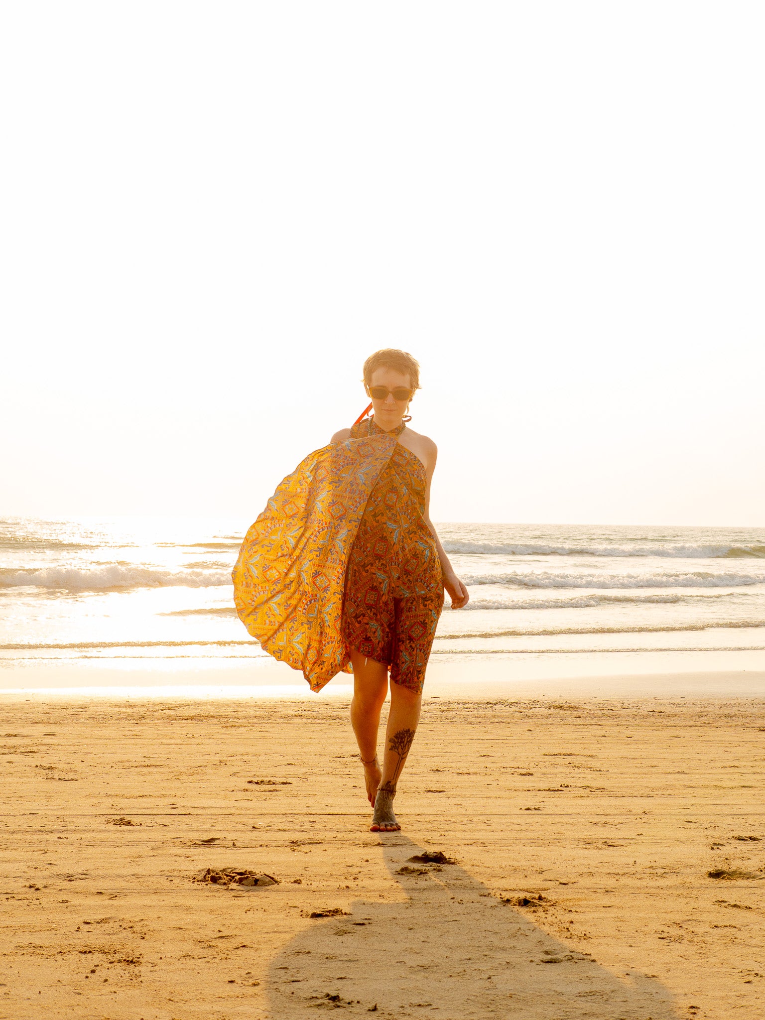 Faux Kutch Embroidery Print Maxi Wrap Skirt