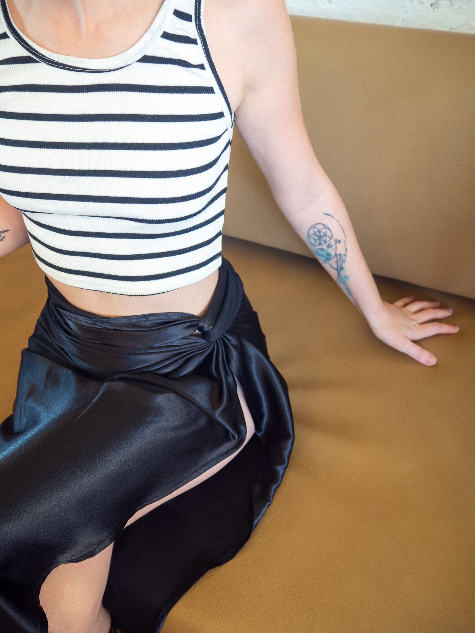 Satin Flow Sarong (Black)