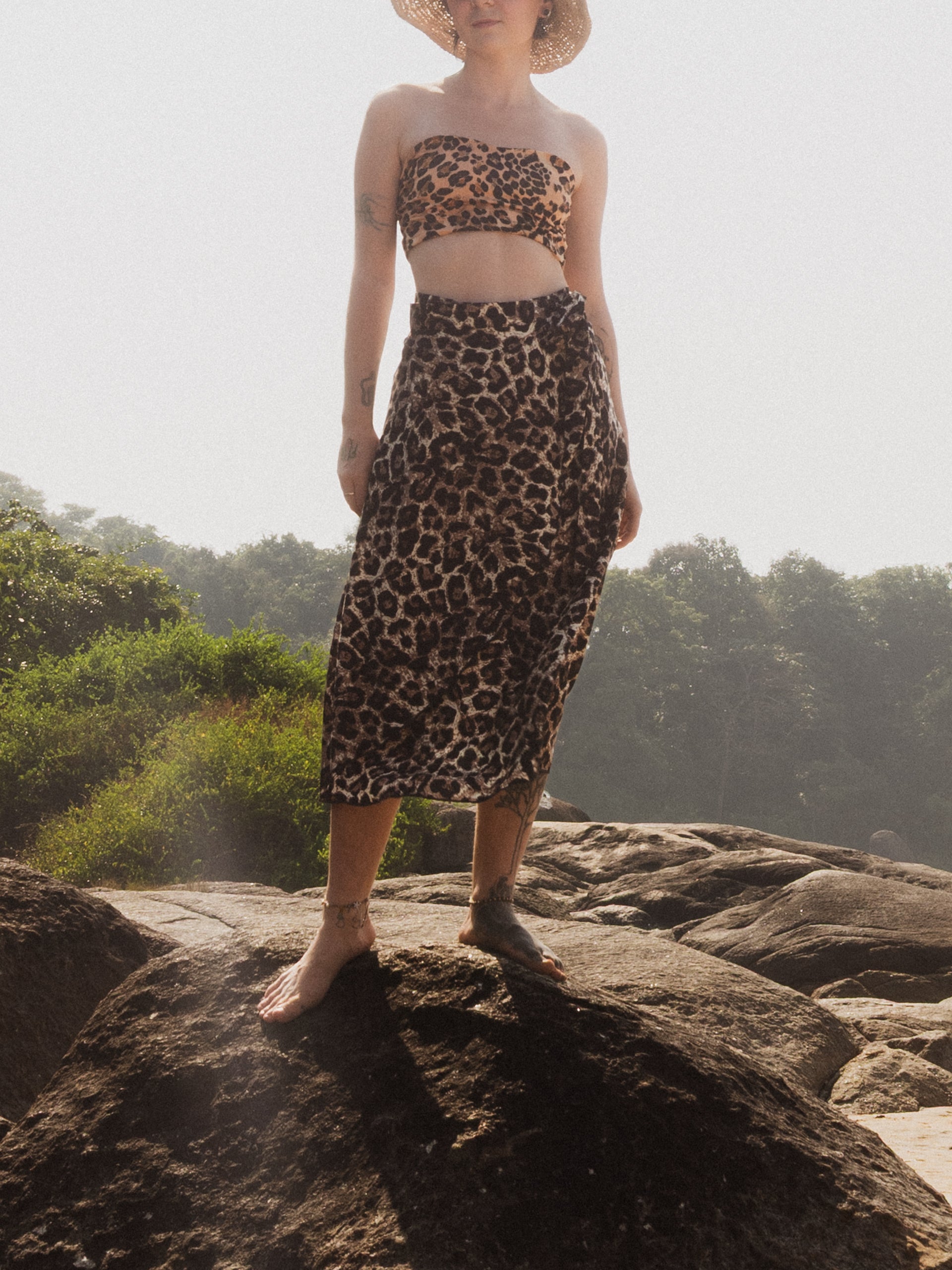 Leopard Print Midi Wrap Skirt