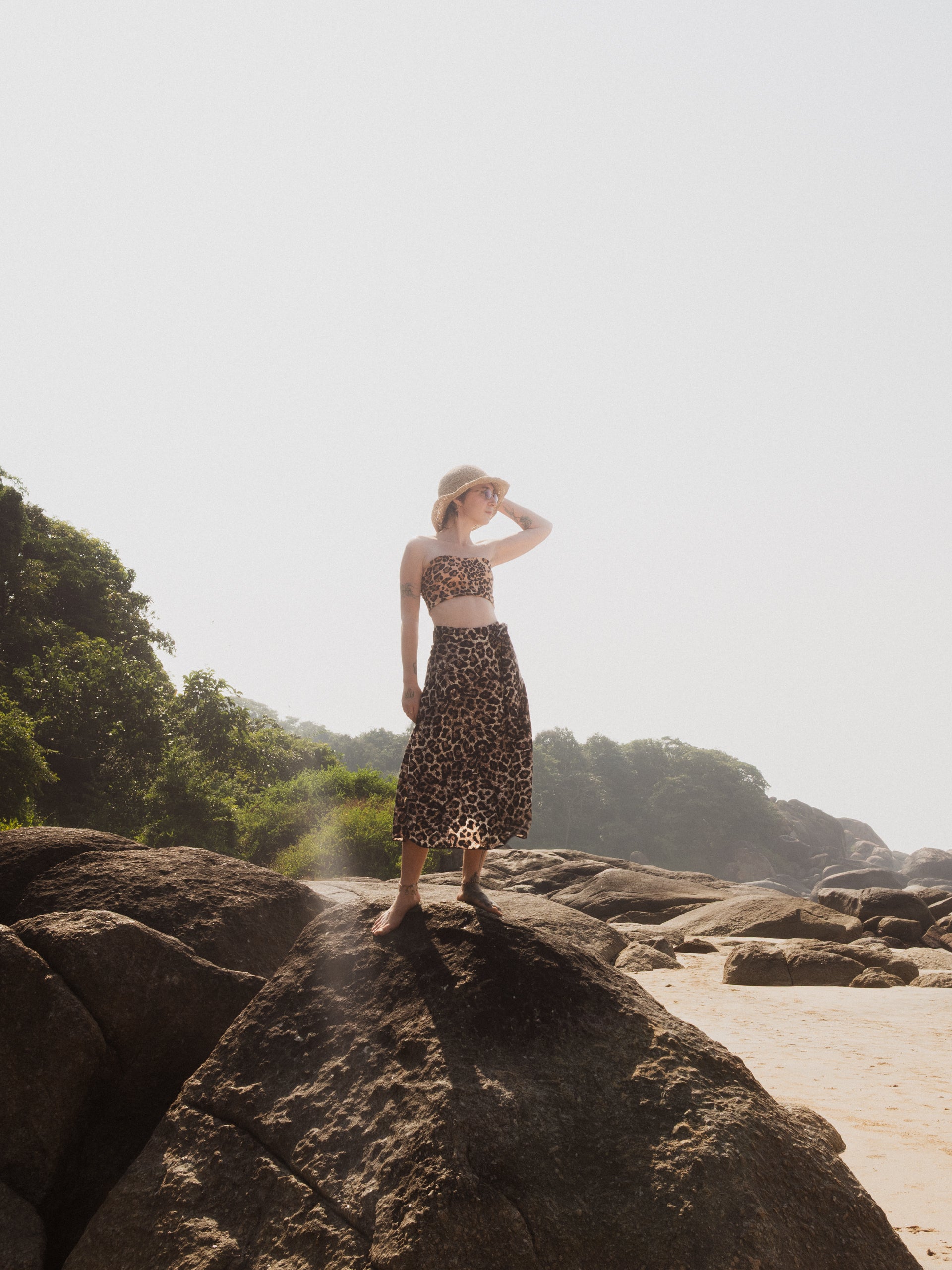 Leopard Print Midi Wrap Skirt