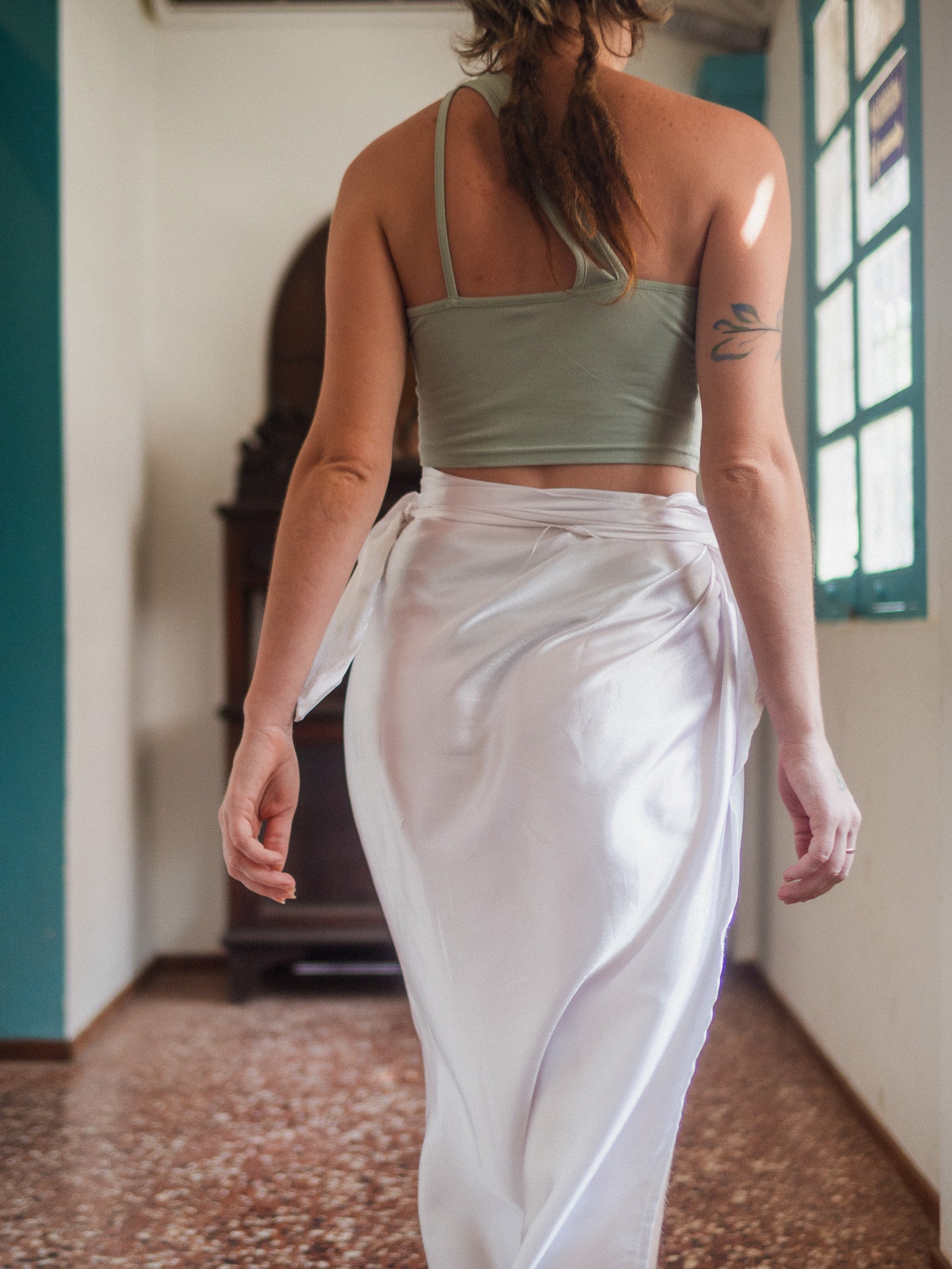 Satin Flow Sarong (White)